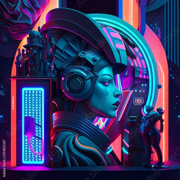 Obraz Modern Fantastic Illustration: A Dreamlike Scene of colorful Fantasy and detailed Glow