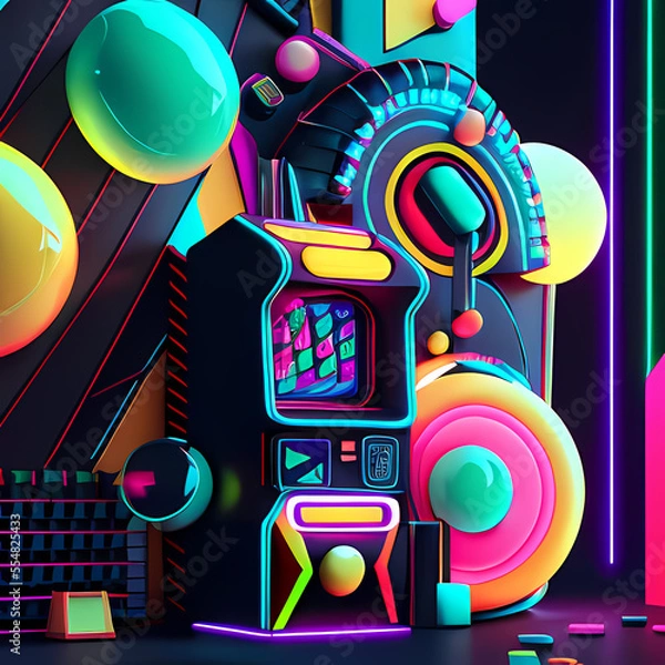 Fototapeta Modern Fantastic Illustration: A Dreamlike Scene of colorful Fantasy and detailed Glow