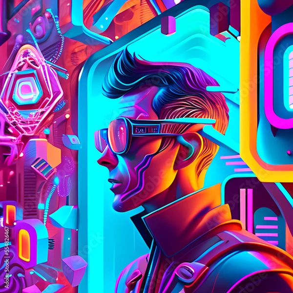 Obraz Modern Fantastic Illustration: A Dreamlike Scene of colorful Fantasy and detailed Glow