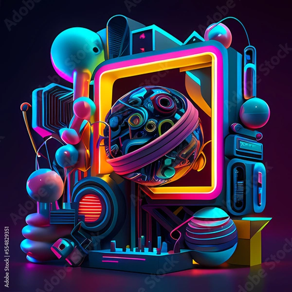 Fototapeta Modern Fantastic Illustration: A Dreamlike Scene of colorful Fantasy and detailed Glow