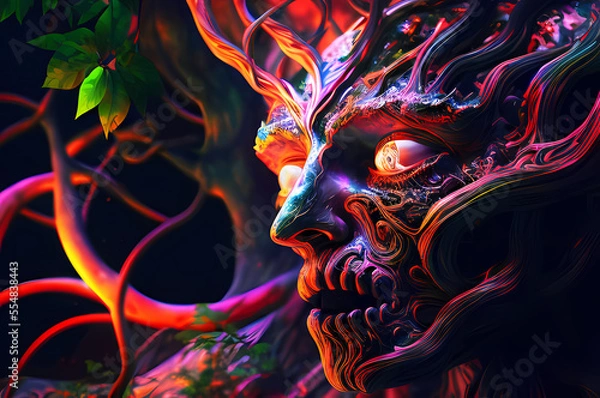 Fototapeta Fluorescent Dreamy Mystical colorful glowing fantasy world Imagination of start of mind