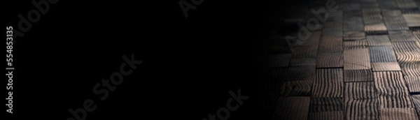 Fototapeta wooden background. woody texture. surface with boards. parquet on the floor. colored doors. loft style canvas
