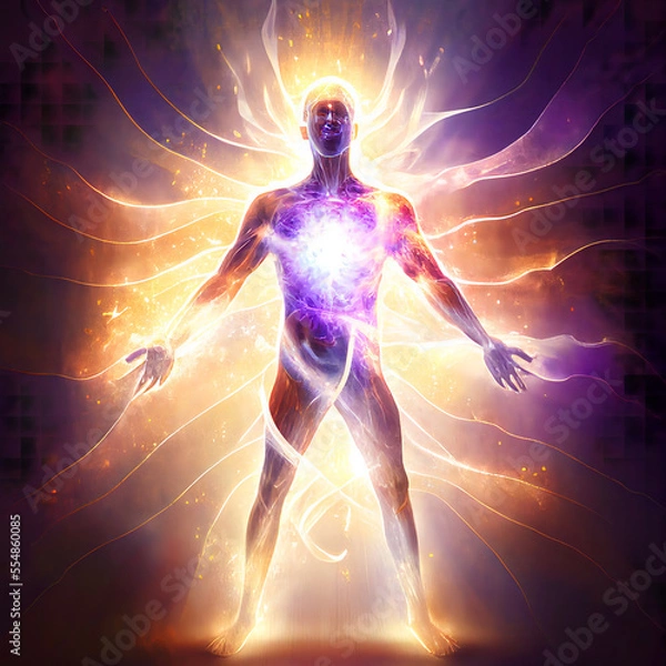Fototapeta Healing images of awakening, enlightenment and awakening of consciousness. Uplifting portraits of wholeness and contemplation of the GodHead.