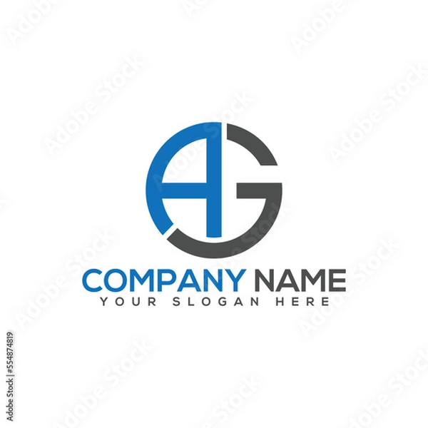 Fototapeta AG vector logo design - letter mark - abstract round design