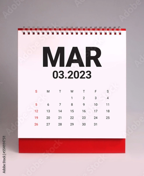 Fototapeta Simple desk calendar 2023 - March