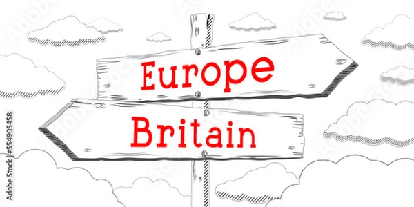 Fototapeta Britain, Europe - outline signpost with two arrows