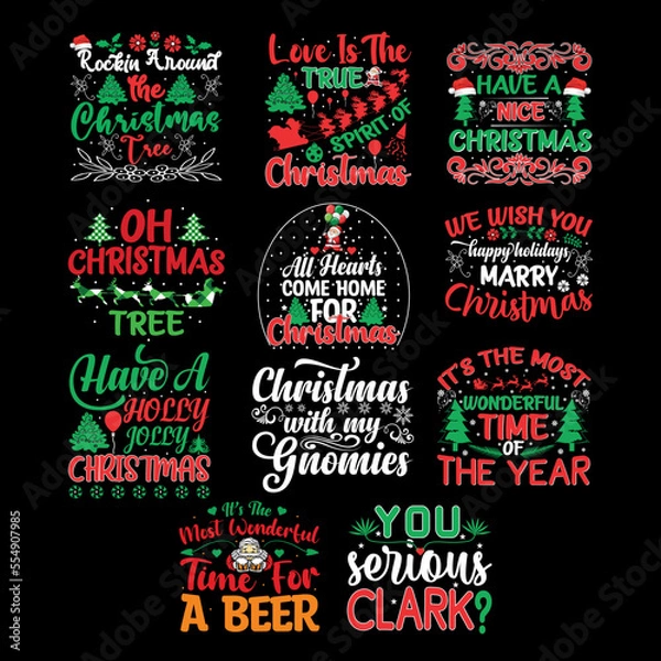 Obraz Christmas t shirt design bundle