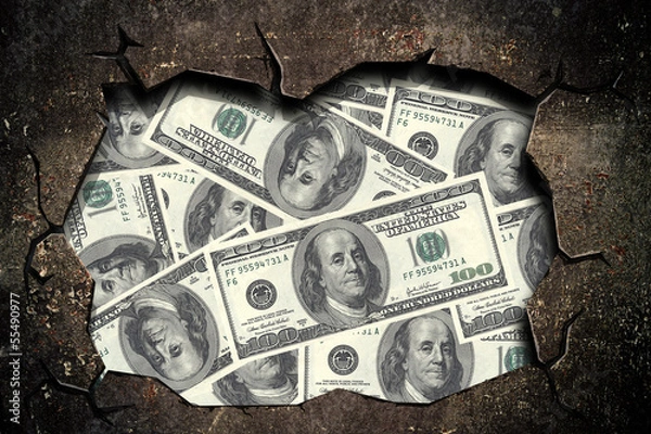 Fototapeta break into money