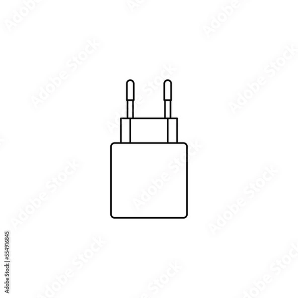 Fototapeta USB charger icon in line style icon, isolated on white background