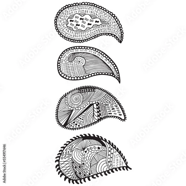 Obraz Marine microbes hand drawn pattern on white background illustration.