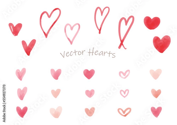 Obraz 水彩テクスチャーのハートセット