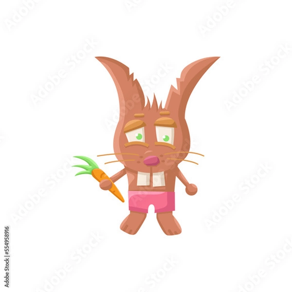 Fototapeta brown rabbit with a carrot in his hand