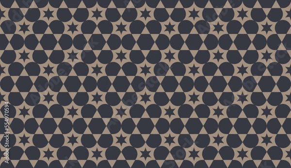 Fototapeta Abstract Jewish seamless pattern with star of David and other geometric shapes vector illustration