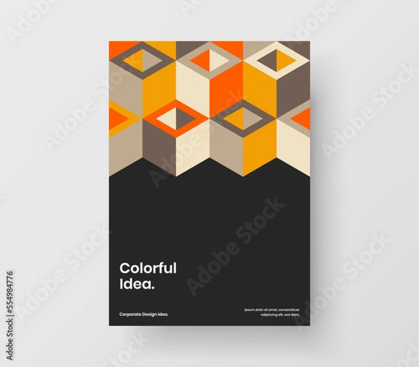 Fototapeta Multicolored geometric pattern presentation concept. Original booklet A4 design vector template.