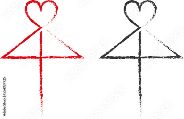 Obraz 手書き風の相合傘