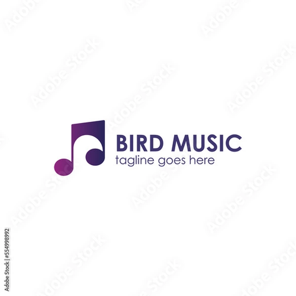 Fototapeta Bird Music logo design template with Bird icon and Music icon. Perfect for business, technology, mobile, app, etc