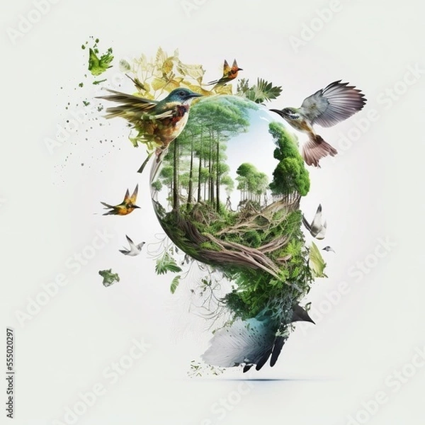 Fototapeta Harmony with nature illustration made with Generative AI
