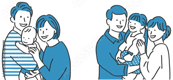 Obraz 若いファミリーのイラストのセット