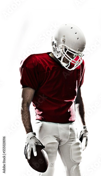 Fototapeta Football Player with a  Red uniform on a transparent background. PNG file.
