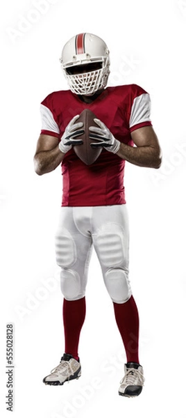 Obraz Football Player with a  Red uniform on a transparent background. PNG file.