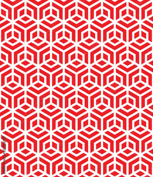 Obraz White hexagon shape on red background.