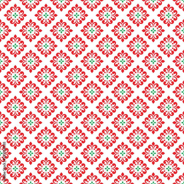 Obraz Colored Asian traditional pattern on white background. Ancient historical art pattern. Cultural heritage artwork.