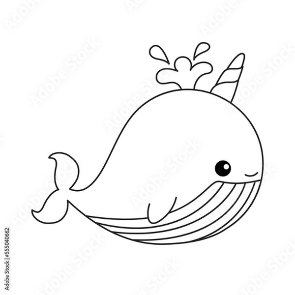 Obraz Cute Narwhal Outline Isolated
