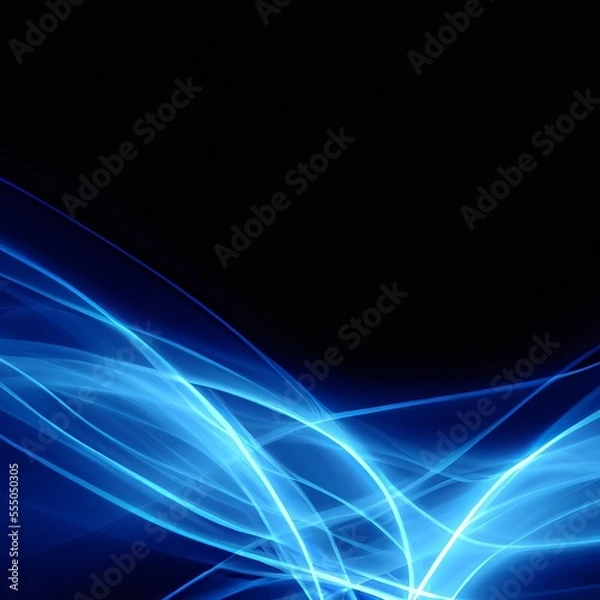 Fototapeta Abstract blue swoosh background with soft smooth elegant waves. Generative AI