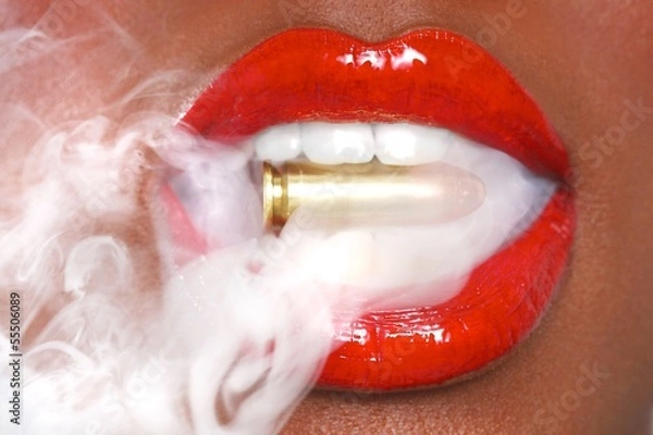 Obraz Lips of a Woman With A Bullet and Smoke