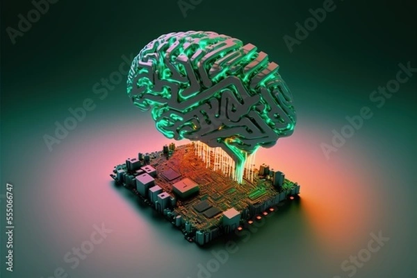 Obraz Illustration about the human brain and computer.