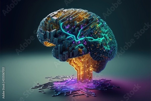 Obraz Illustration about the human brain and computer.