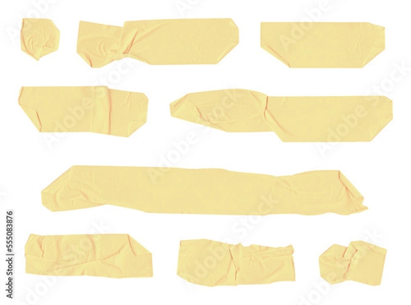 Fototapeta Adhesive, masking tape strips isolated on transparent background. Extracted. 