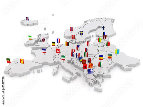 Obraz three-dimensional map of Europe.