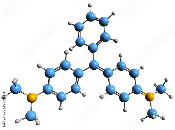 Fototapeta  3D image of Malachite green skeletal formula - molecular chemical structure of dyestuff isolated on white background
