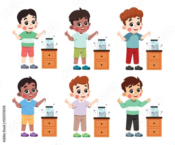 Fototapeta Kid Saving Money thumb up