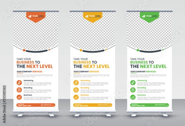 Fototapeta Modern Corporate rollup and X banner design templates for corporate Business, company, shop, brand and restaurant with professional creative and modern design