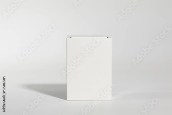 Fototapeta Mockup of a white box of parapharmacy product, standing, includes tracing