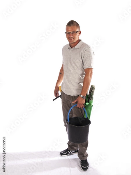 Obraz windows cleaner with tools on a white background