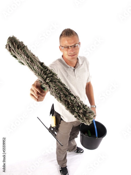 Obraz windows cleaner with tools on a white background