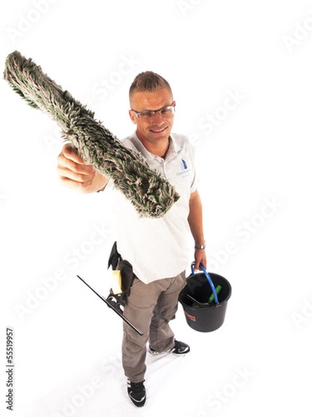 Obraz windows cleaner with tools on a white background