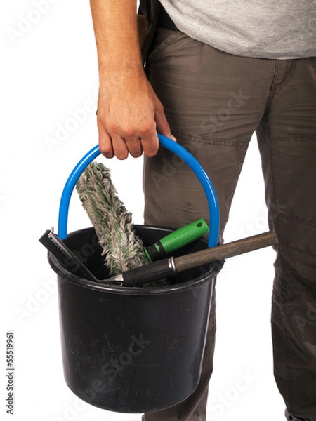 Obraz windows cleaner with tools on a white background