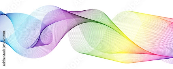 Fototapeta Rainbow line wave abstract design element.