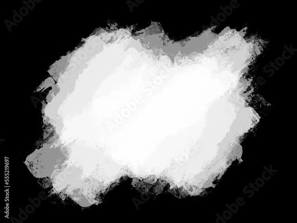 Fototapeta Abstract grunge smudge cut-out with black brush strokes and splashes, isolated object with transparent background in the centre are