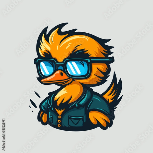 Fototapeta cool duck or goose character logo mascot icon for branding in cartoon vector