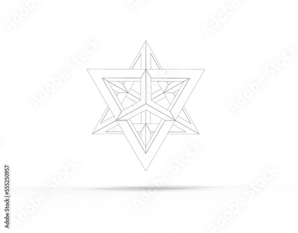 Fototapeta 3D illustration of Wireframe Star Tetrahedron Merkaba isolated