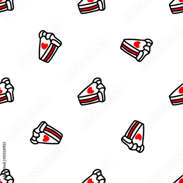 Fototapeta seamless pattern with Cupcakes with hearts.