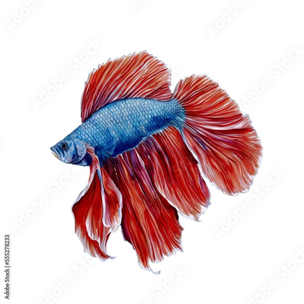 Fototapeta betta fish, Siamese fighting fish, watercolor isolated background