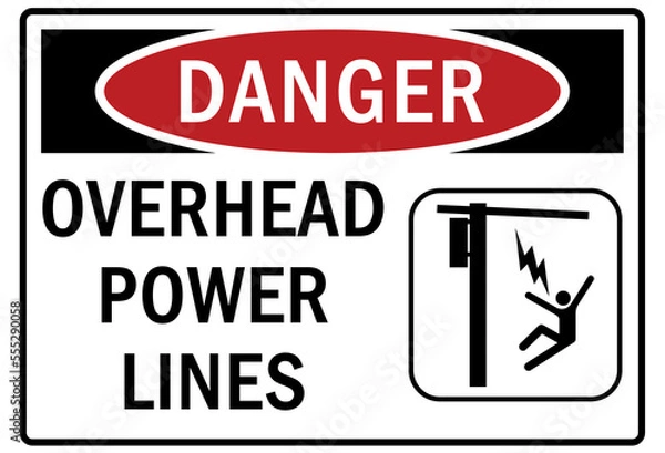 Obraz Electrical sign overhead power lines 