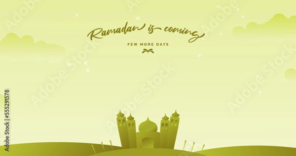 Obraz Background Month of Ramadan is coming soon. Islamic greeting card template with mosque. Posters, media banners. Islamic theme background.