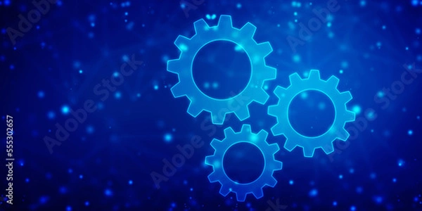 Fototapeta Process management, optimization operation, fix strategy industry, transmission gears wheel, software update status, Cog Gear Wheel on the technology abstract background